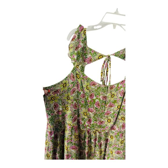 Maurices Womens Floral Cap Sleeve Open Back Summer Pleated Mini Dress Green XXL - Picture 6 of 13
